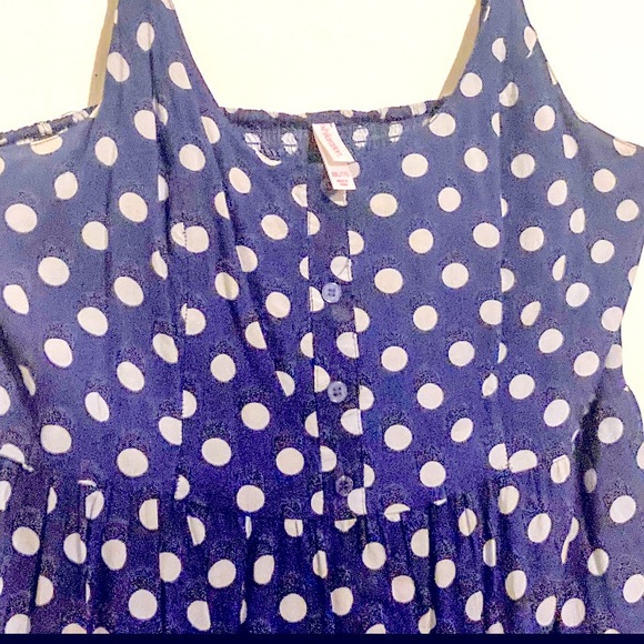 XL Navy Blue Polka Dot Mini Dress - Picture 2 of 2